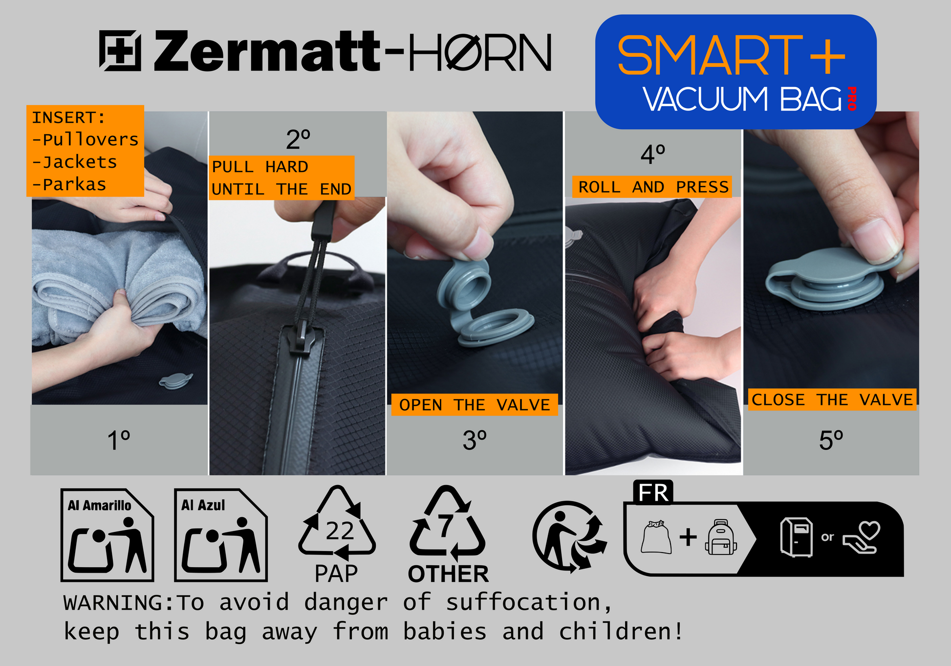 ZHAUX-02 SMART+ Vacuum Bag Luggage 17L Vacuum Bag PRO . Volume Optimizer