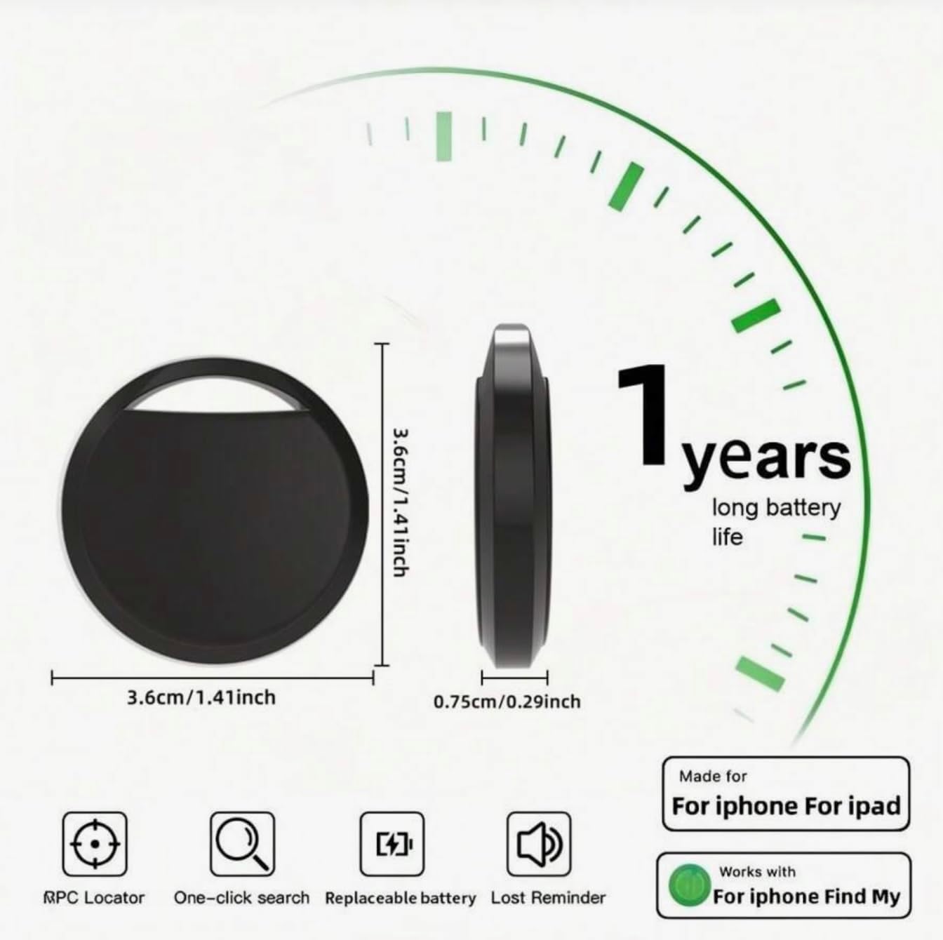 SMART+ ZH-TAG Locator (FIND MY APP COMPATIBLE) 