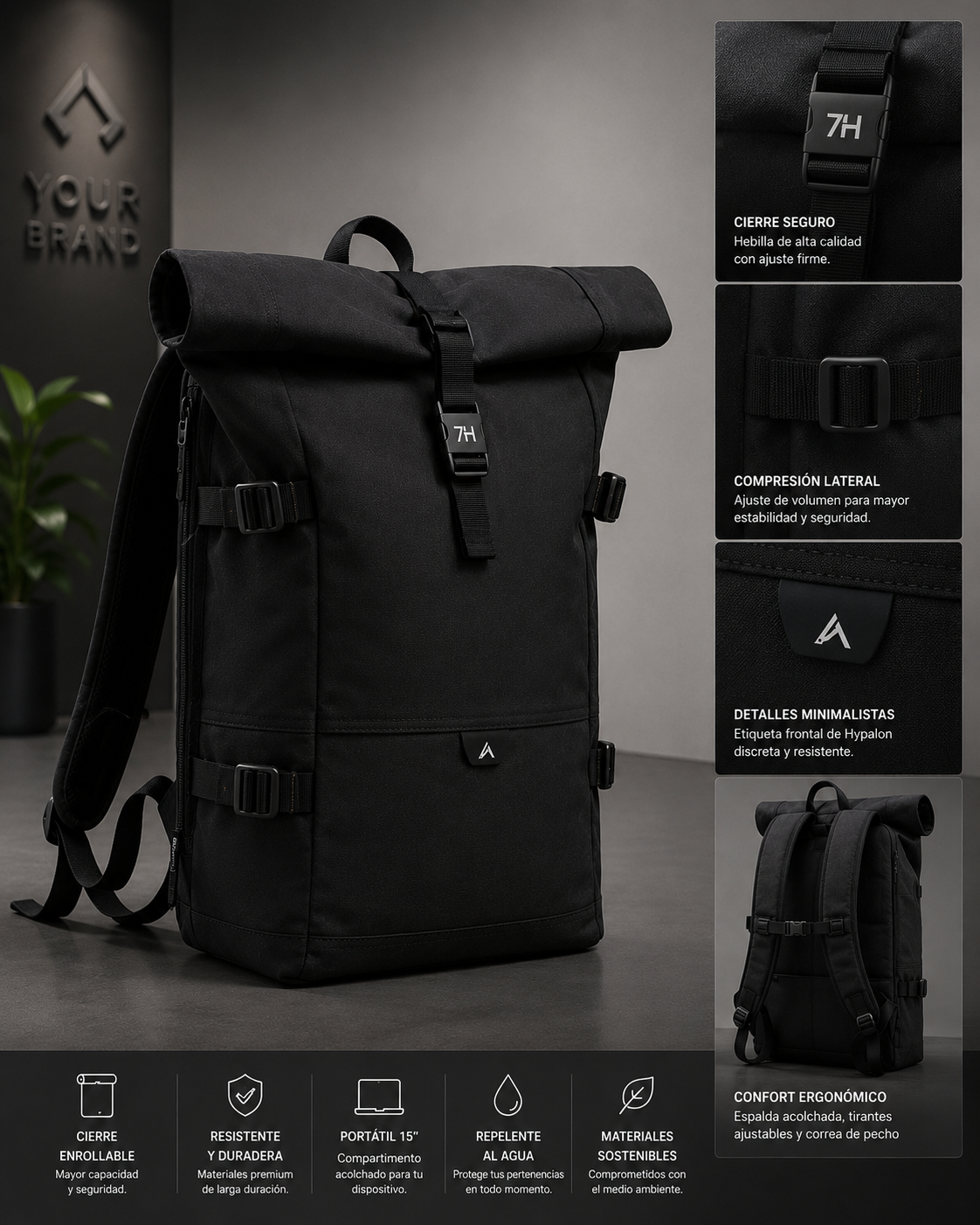 ZH06-Adventure Roll-Top Backpack | Zermatt-HØRN Explorer Series (Atlantic Green)