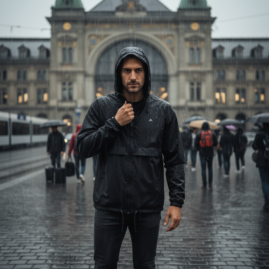 Cortavientos unisex Negro. OEKO-TEX® Standard